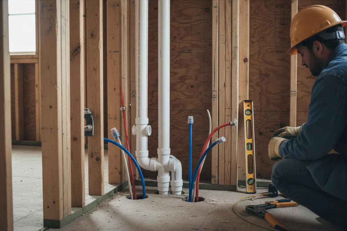 Drain and supply rough-in during Drain Cleaning in Donna