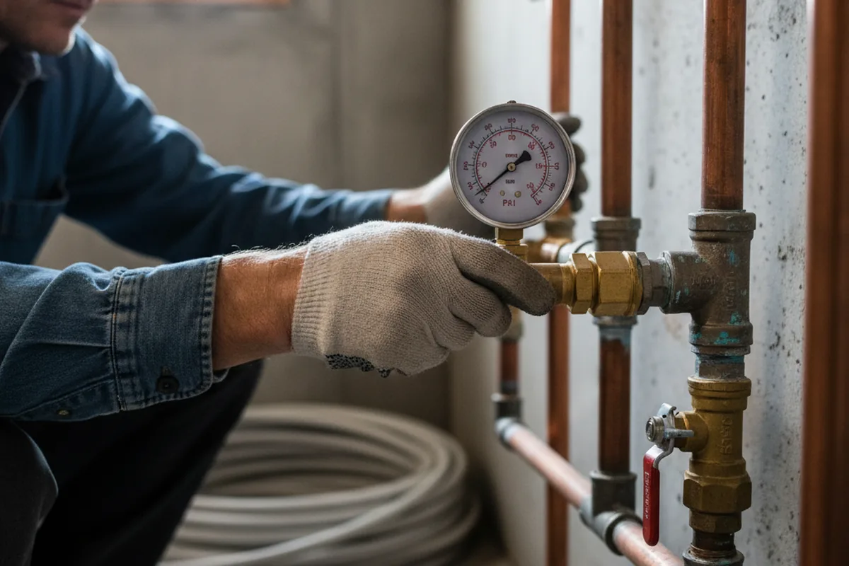 Pressure testing a repaired line during Water Line Repair in Donna